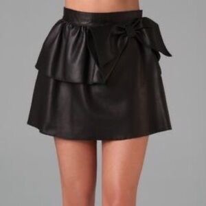Valentino Red Leather Bow Mini Skirt EU38 US0